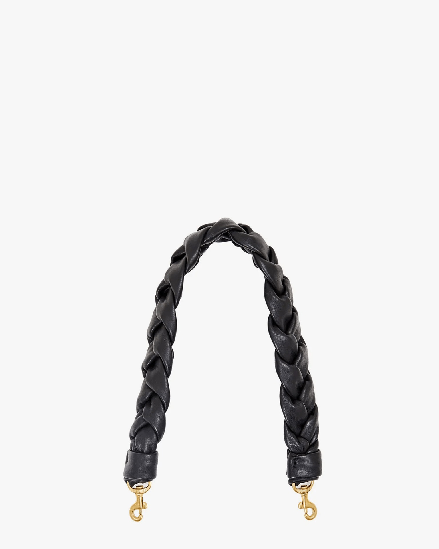 Clare V. Braided Leather Shoulder Strap in Black Italian Nappa