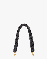 Clare V. Braided Leather Shoulder Strap in Black Italian Nappa