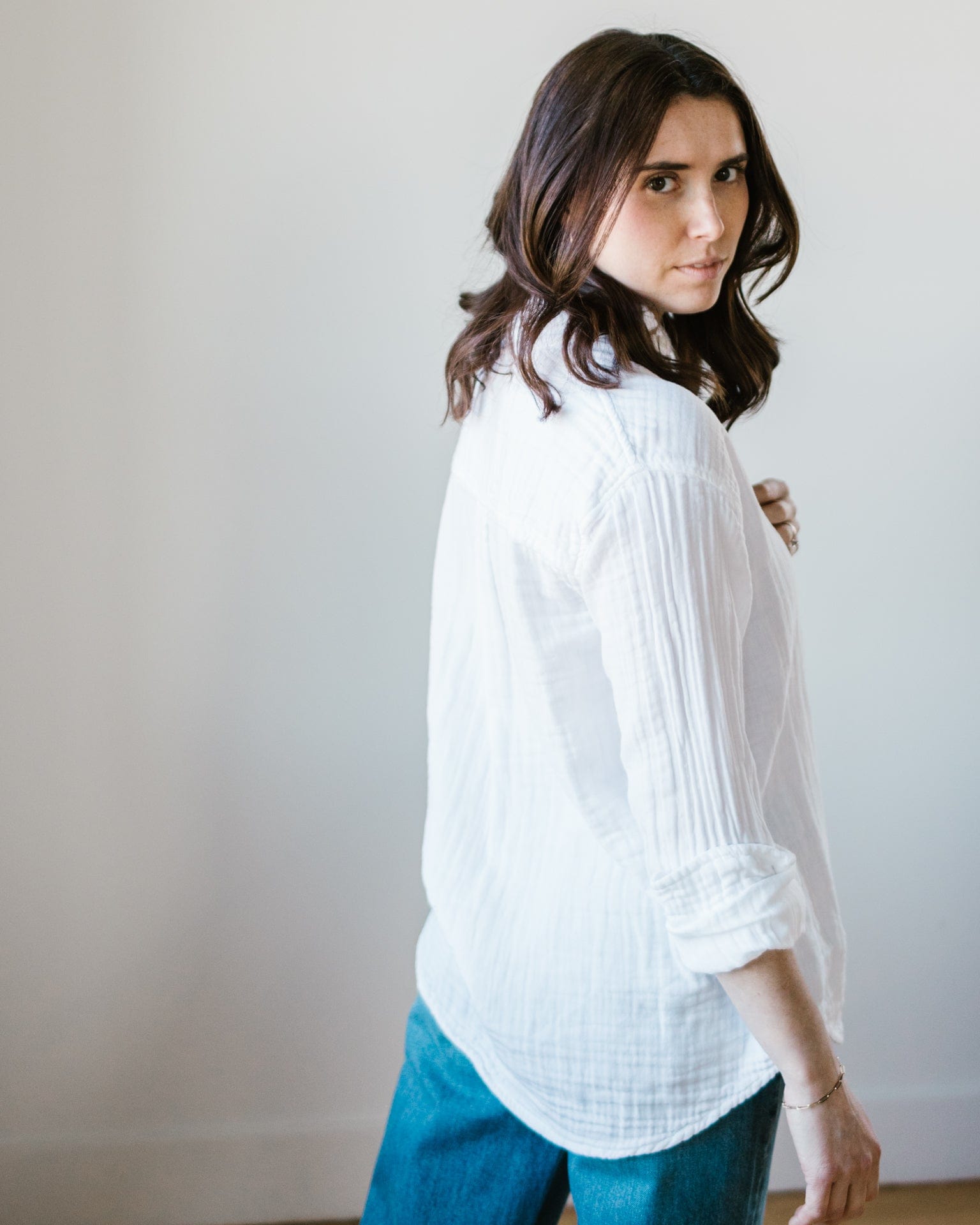 CP Shades Joss in White Double Cottn Gauze