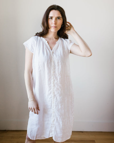 CP Shades Lucy Dress w/o Pkts in White HW Linen Twill