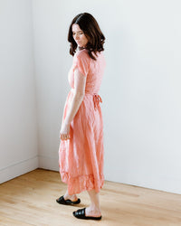 CP Shades Mirabelle Wrap Dress w/ Slip in Guava Cotton Silk