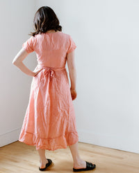 CP Shades Mirabelle Wrap Dress w/ Slip in Guava Cotton Silk