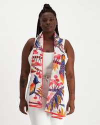 Inoui Editions Accessories White Scarf 100 Cerise in White