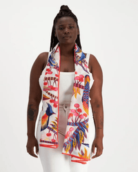 Scarf 100 Cerise in White - Bliss Boutiques