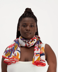 Inoui Editions Accessories White Scarf 100 Cerise in White