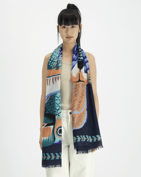 IGGY X PROV SCARF BLUE/SAX かつきくん着用 Inoui Editions Scarf 70 Toucan in Emerald - Bliss Boutiques
