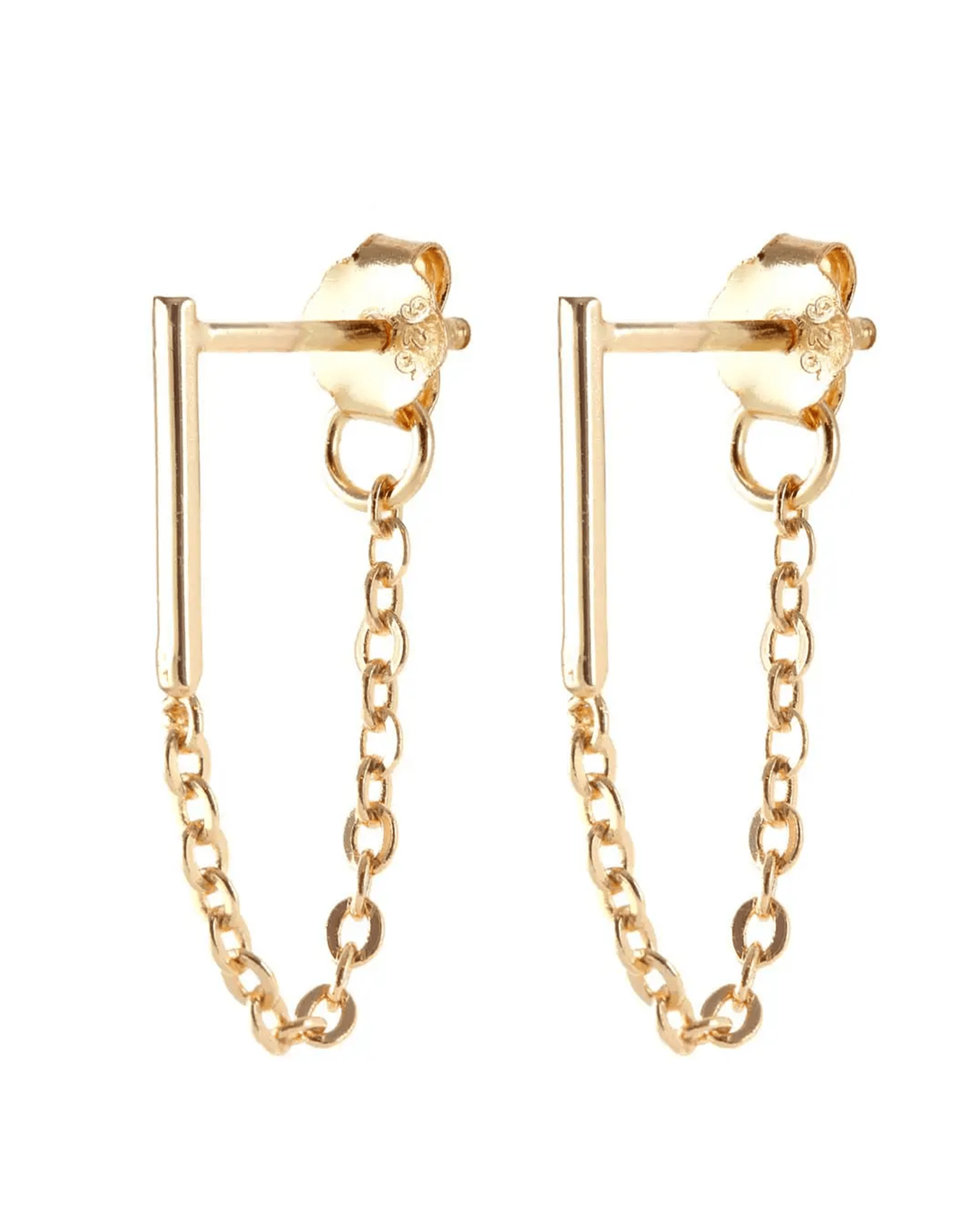 Kris Nations Jewelry 18K Gold Vermeil Bar Chain Stud Earrings in 18K Gold
