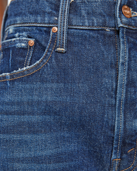 Close-up of Mother's Yee Haw Curbside Flood denim straight leg jeans with a focus on the pocket and stitching details.