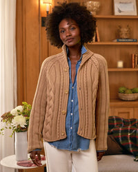 Frank & Eileen Clothing Mini Cotswolds Cable Cardigan in Camel