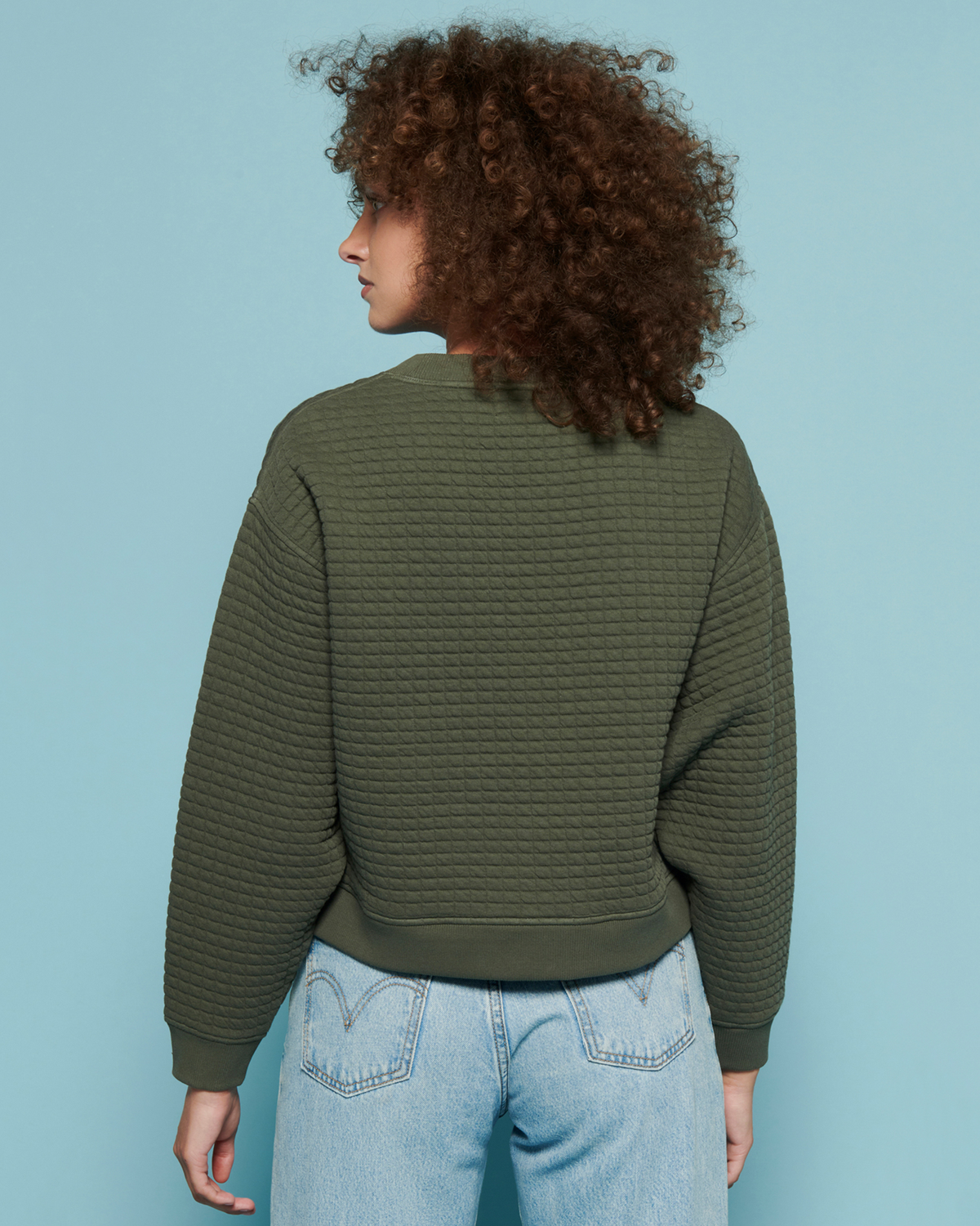 Ozzie Quilted Sweatshirt in Stoned Moss