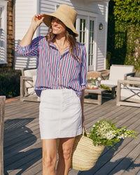 Frank & Eileen Eileen Relaxed Button Up in Blue, Navy, Red Stripe 