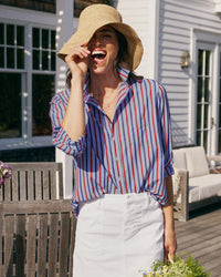 Frank & Eileen Eileen Relaxed Button Up in Blue, Navy, Red Stripe 