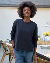 Quinn Crew LS Tee in British Royal Navy - Bliss Boutiques