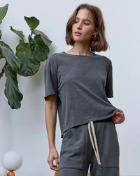Harper Boxy Slub Jersey Tee in Faded Black - Bliss Boutiques