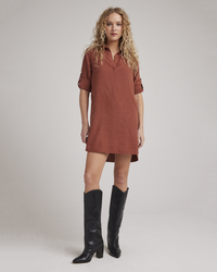 Long Sleeve A Line Dress in Autumn Amber