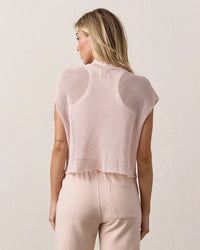 NSF Daryl Mesh Mock Neck T in Pearl 