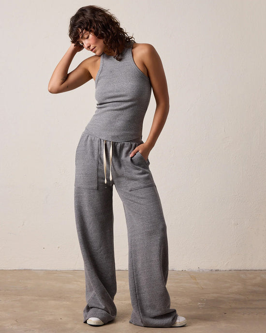 NSF Alexa Fitted Rib Tank in Charcoal Heather Grey 