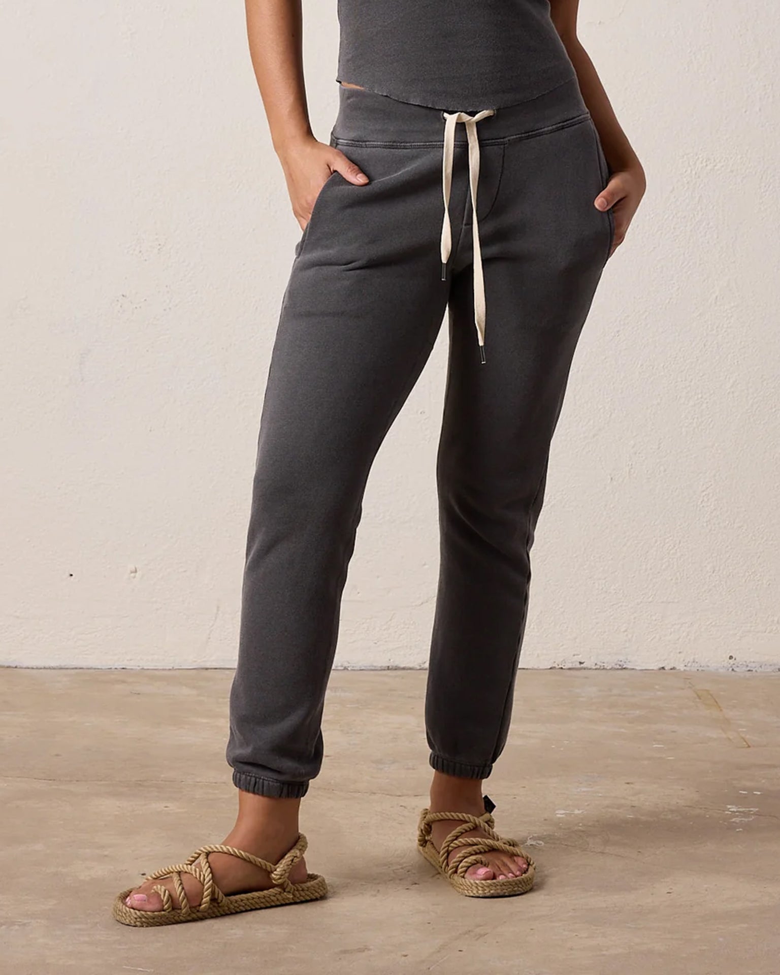 Sayde Slim FT Sweatpant in Faded Black