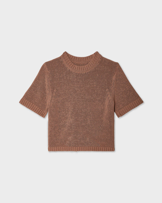 White + Warren Organic Cotton Tape TShirt Sweater in Clay 