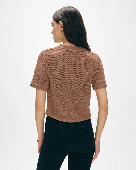 White + Warren Organic Cotton Tape TShirt Sweater in Clay 