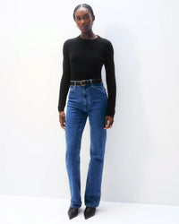 White & Warren Clothing Cashmere Slim Stretch Crew in Black