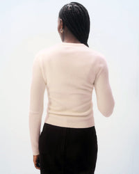 White & Warren Clothing Cashmere Slim Stretch Crew in Pink Sand