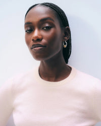 White & Warren Clothing Cashmere Slim Stretch Crew in Pink Sand