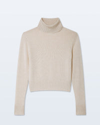 White & Warren Clothing Cashmere Featherweight Turtleneck in Natural Heather