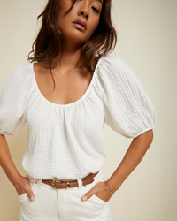 Lyric Easy Peasant Top in White
