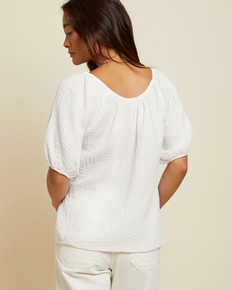 Lyric Easy Peasant Top in White