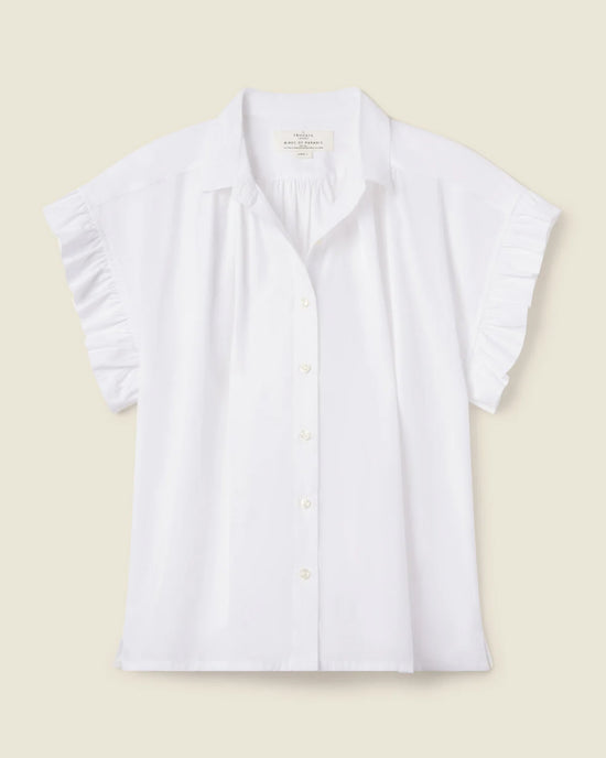 Marianne B Ruffle Sleeve Shirt in White