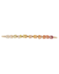 A horizontal multicolored 2MM Sig bracelet with Sunrise Ombre and Karen Lazar Design filled beads, isolated on a white background.