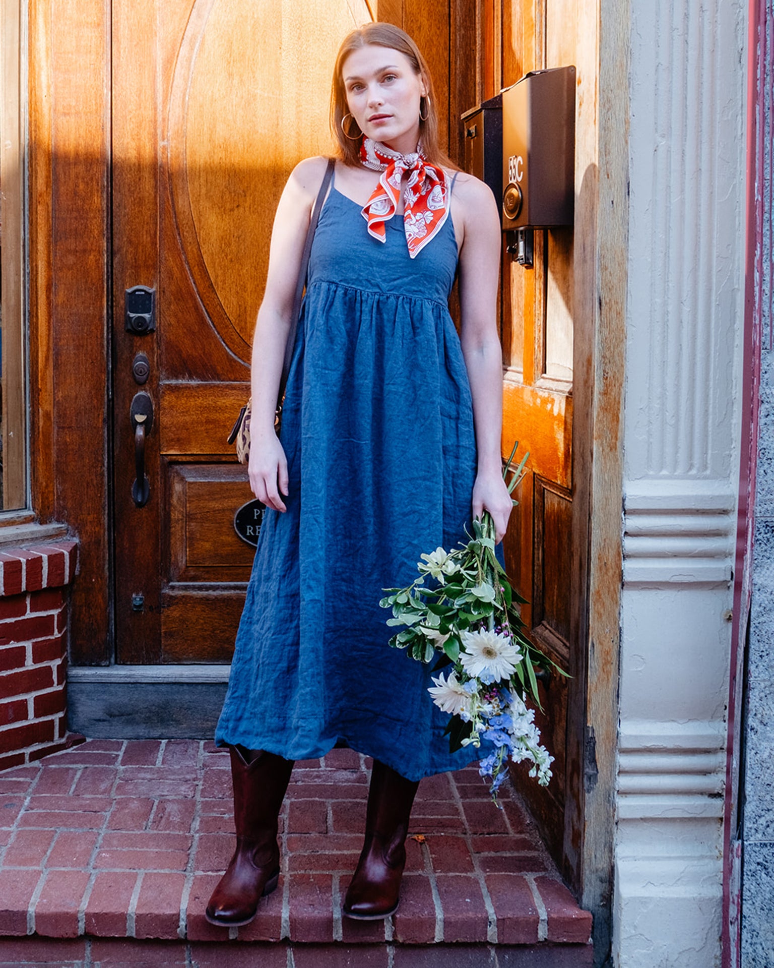Frank & Eileen Rory Woven Long Dress in Navy Linen - Bliss Boutiques Frank & Eileen Rory Woven Long Dress in Navy Linen - Bliss Boutiques