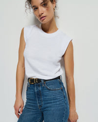 Patti Muscle Tank in Optic White - Bliss Boutiques