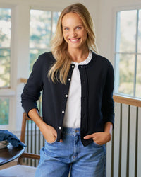 Jackie French Terry Cardigan in British Royal Navy - Bliss Boutiques