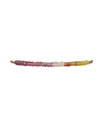 A 2MM Sig Bracelet with Passion Ombre & Yellow Gold, featuring Karen Lazar Design's signature multicolored beaded bracelet, with a gradient from purple to yellow.