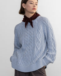 Margaret O'Leary Deidre Cable Pullover in Blues 