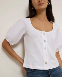 Alma Cropped Top in Optic White