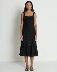 Amalia Midi Dress in Jet Black