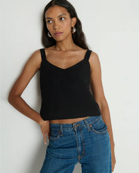 Annie V-Neck Top in Jet Black
