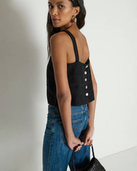 Annie V-Neck Top in Jet Black