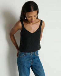 Annie V-Neck Top in Jet Black