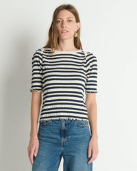 April Envelope Top in Crinkle Stripe - Bliss Boutiques