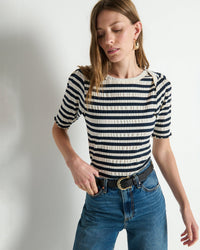 April Envelope Top in Crinkle Stripe - Bliss Boutiques