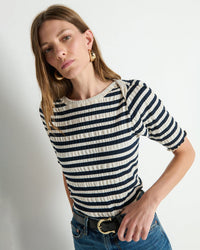 April Envelope Top in Crinkle Stripe - Bliss Boutiques