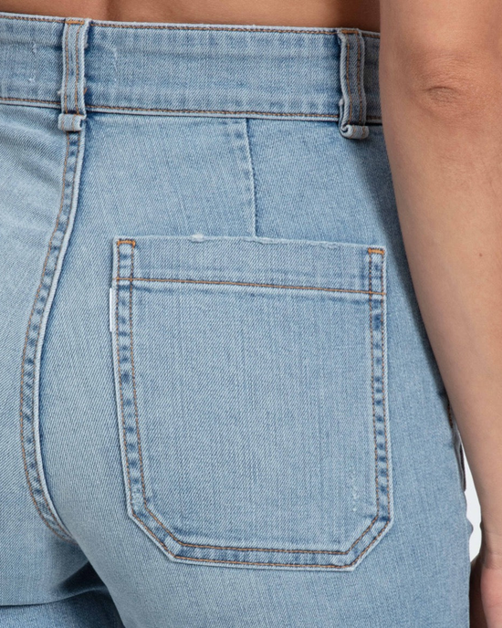 Close-up of a denim pocket on ASKK NY's Sailor Pant in Water Street.