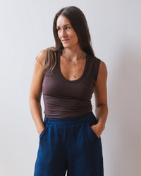 Estina Scoop Neck Tank Top in Mole