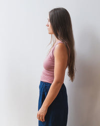 Estina Scoop Neck Tank Top in Dark Blush