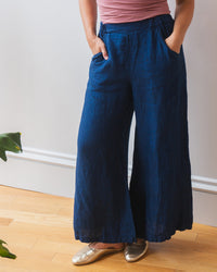 Becca Wide Leg Pant in Indigo Linen Twill