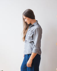 Llewyn Shirt Jacket in Navy/White